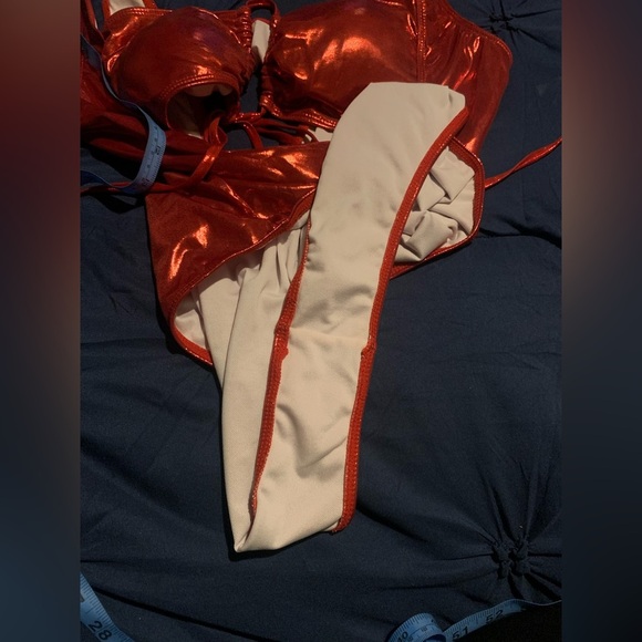 Vibrant Red Metallic One-Piece Swimsuit - Picture 6 of 7